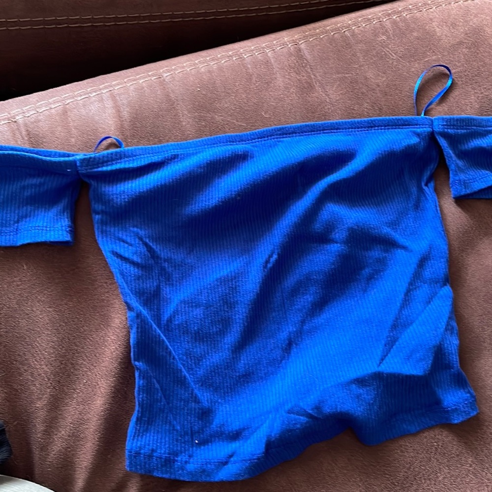 Blue off the shoulder top